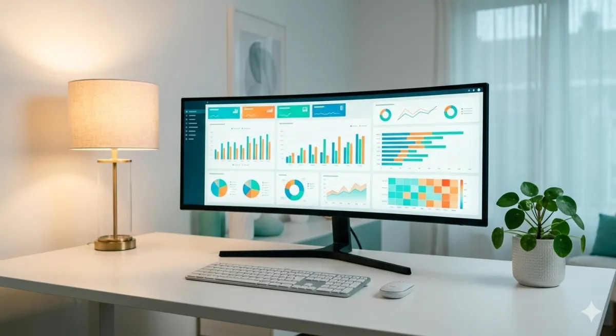 Business Intelligence dashboard with charts and interactive widgets